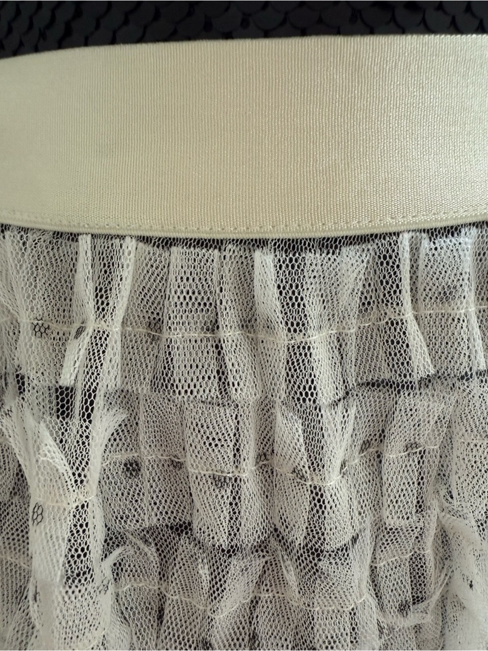 Romantic Ruffle Cream Layered Tulle Midi Skirt With Black Swiss Dots Size Small - Picture 6 of 6